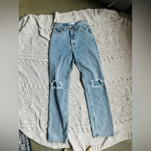 Meshki distressed Highrise straight jeans - Picture 1 of 1